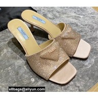 Prada Heel 6cm Satin Slides Sandals with Crystals 06 2022