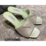 Prada Heel 6cm Satin Slides Sandals with Crystals 05 2022