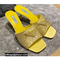 Prada Heel 6cm Satin Slides Sandals with Crystals 04 2022