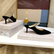 Jimmy Choo bing 65mm pearls mules in suede leather black 2020