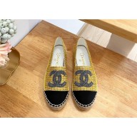 Chanel Cotton Tweed, Fabric & Grosgrain Espadrilles G29762 YELLOW/BLACK 2023
