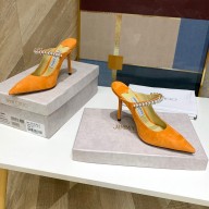 Jimmy Choo bing 100mm pearls mules in suede leather orange 2020