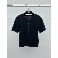 CHANEL black cotton top P78616 2025