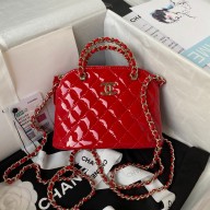 CHANEL Patent Calfskin & Gold-Tone Metal Clutch with Chain AP3354 red 2023