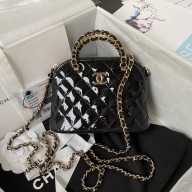CHANEL Patent Calfskin & Gold-Tone Metal Clutch with Chain AP3354 black 2023