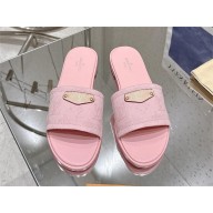Louis Vuitton Monogram denim Lily Flat Mule pink 2025