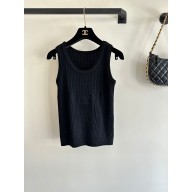 CHANEL BLACK KNITTED TANK TOP 2024 SPRING