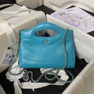 Chanel 31 nano Shopping Bag in Calfskin blue 2024