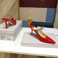Jimmy Choo bing 100mm crystals mules in patent leather red 2020