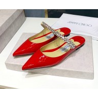 Jimmy Choo crystals flats in patent leather red 2020