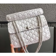 Valentino Rockstud Spike Chain Bag in Lambskin Leather White Stud 2018