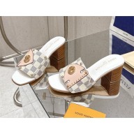 Louis Vuitton heel 4.5cm Damier Azur CANVAS Frame Flat Mule 2025