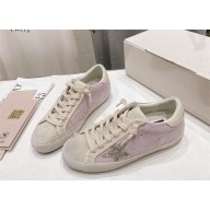 golden goose Super-Star LTD in pink and pearl suede with platinum glitter star sneakers 2024