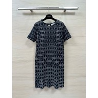 DIOR Black and White Technical Cotton Tweed Macrocannage Short Dress 02 2024