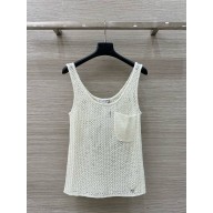 CHANEL white cotton top P78598  2025