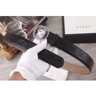 Gucci Signature Calfskin Belt with Interlocking G Buckle 35mm Width Black 2018