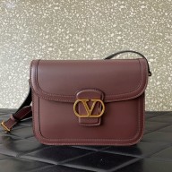 VALENTINO GARAVANI 9TO5 CALFSKIN SHOULDER BAG BURGUNDY 2025