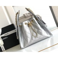 Chanel silver 25 Small Handbag in Grained Calfskin & Gold-Tone Metal AS5293 2025