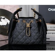 Chanel black 25 Small Handbag in Washed Denim & Gold-Tone Metal AS5293 2025