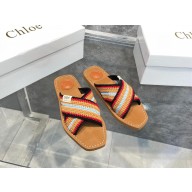 CHLOE Woody flat mules black/green