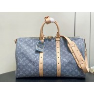 LOUIS VUITTON Monogram Denim organic cotton Keepall Bandoulière 45 M13748 GRAY 2025