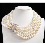 Chanel Five-Layer Pearl Necklace White 2018