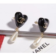 Chanel Heart Pearl Short Earrings Gold 2018