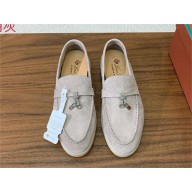 Loro Piana Women/Men Summer Charms Walk Suede leather Loafers 22