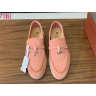 Loro Piana Women/Men Summer Charms Walk Suede leather Loafers 32
