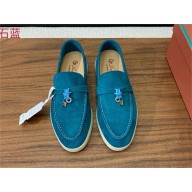 Loro Piana Women/Men Summer Charms Walk Suede leather Loafers 35