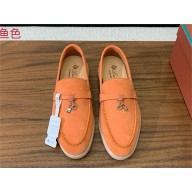 Loro Piana Women/Men Summer Charms Walk Suede leather Loafers 36