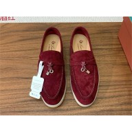 Loro Piana Women/Men Summer Charms Walk Suede leather Loafers 39