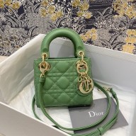 dior GREEN Cannage Lambskin Micro Lady Dior Bag 2021