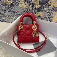 dior RED Cannage Lambskin Micro Lady Dior Bag 2021