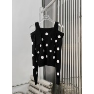 CHANEL black camellias printed sweater 023