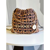 Chanel 22 Mini Handbag in Calfskin Macrame AS3980 brown 2023