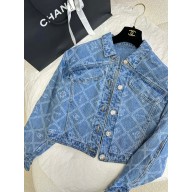 chanel camellia printed denim jacket 2023 