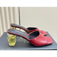 Versace Patent Leather crystal Slippers with Bottle Heel  red 1114-2024