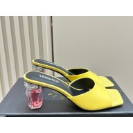 Versace Patent Leather crystal Slippers with Bottle Heel yellow 1114-2024