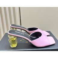 Versace Patent Leather crystal Slippers with Bottle Heel purple 1114-2024