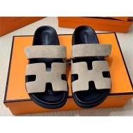 Hermes Chypre sandals in suede goatskin beige esquisse 2024