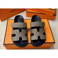 Hermes Chypre sandals in  Epsom calfskin etoupe 2024