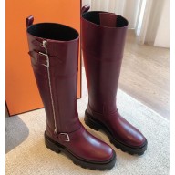 Hermes Jaimy Horse boots in calfskin burgundy 2024