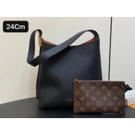 Louis Vuitton Grained calfskin Low Key Hobo PM Bag M25352 BLACK 2024 