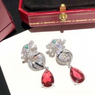 cartier crystals dragon earrings with red stone 2021