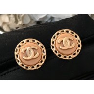 Chanel Chain Round Stud Earrings AB0205 Gold/Pink 2018