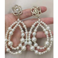 Chanel gold pearly white&rystal earrings 86 2018
