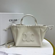 celine SMALL CABAS DRAWSTRING CUIR TRIOMPHE in Smooth Calfskin white 2023