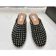 ALAÏA leather Crystal-Embellished Slip-On Mules black 2025