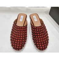 ALAÏA suede leather Crystal-Embellished Slip-On Mules red 2025